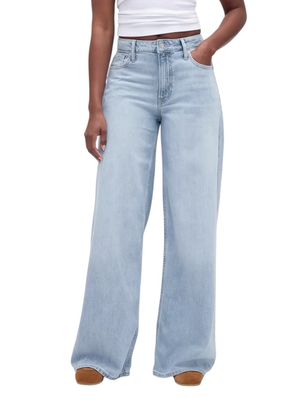 GAP Curvy Mid Rise UltraSoft Baggy Jeans Light Wash | 31/12 NWT - Picture 2 of 14